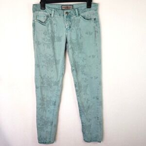Iris Jeans Juniors 5 American Style Denim Modern Vintage Teal Floral Skinny Boho